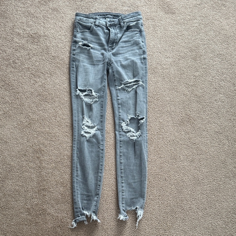 American Eagle Outfitters Ripped Gray Skinny Jeans